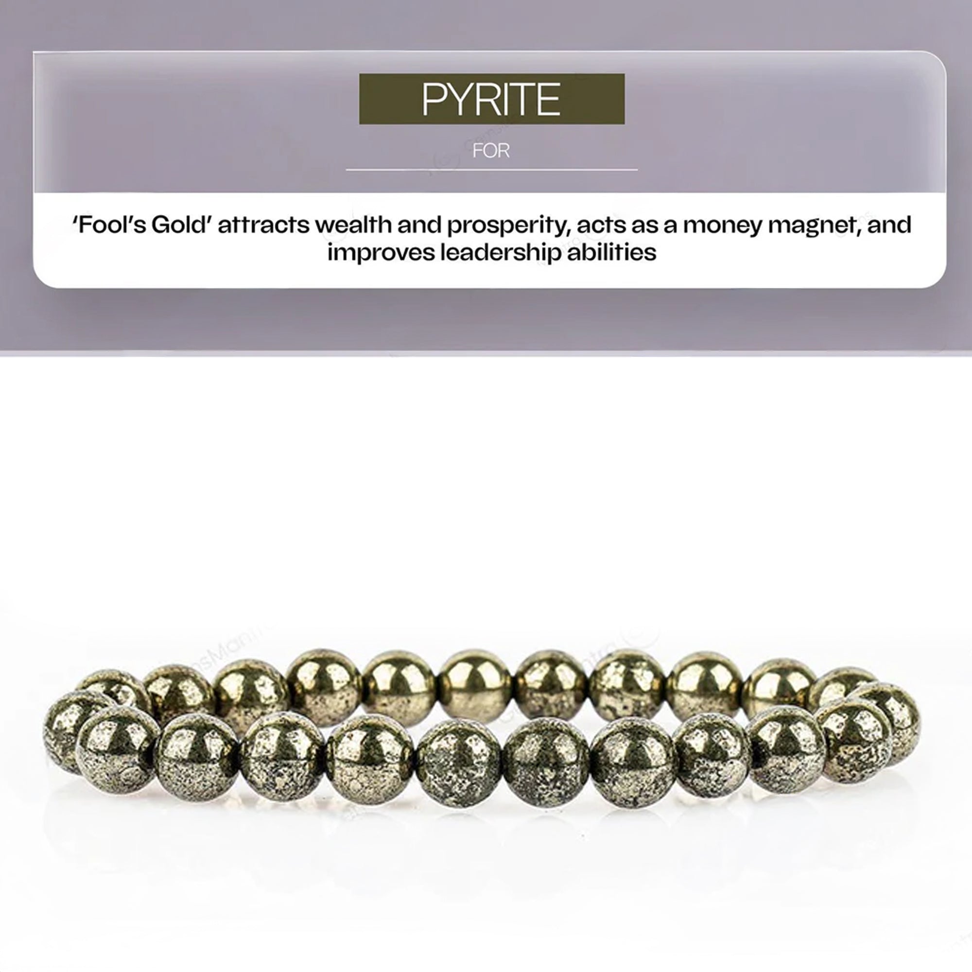 Pyrite Bracelet 8mm for Men – Wealth & Success